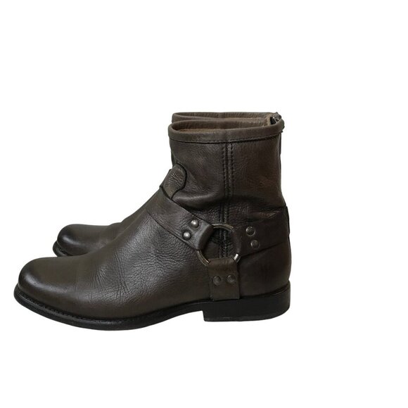 Frye Phillip Harness Women's Size 6.5 B Boots Brown Leather bootie Zip - Picture 4 of 8